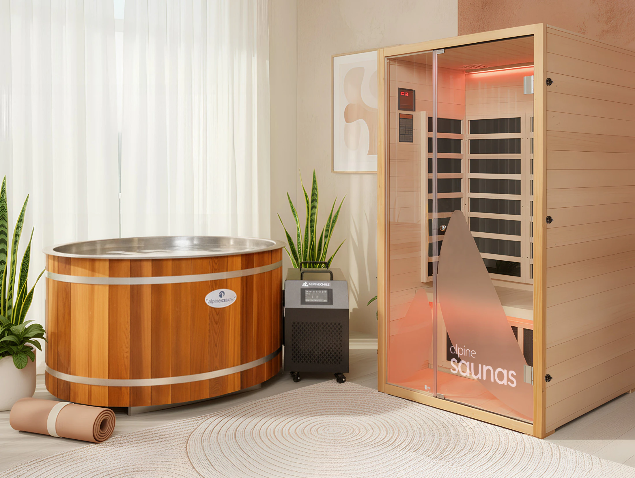 Oslo 2-Person Infrared Sauna + Apollo Ice Bath Combo | Alpine Spas™ NZ